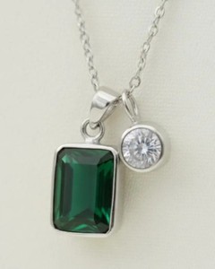 Collier pendentif émeraude de laboratoire, bijoux en pierre précieuse verte synthétique, cadeau de luxe abordable, fournisseur en gros - Product Image 5