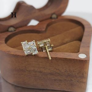 <b>Emerald</b> Cut Diamond Cluster <b>Stud</b> Earrings – 14k Gold with Certified Diamonds – Fine Jewelry Manufacturer - Product Image 4