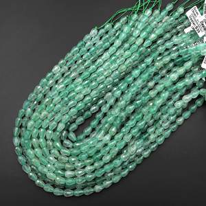 ลูกปัดหยดน้ำทรงเหลี่ยมทำจากหินแคลเซโดนีสีเขียวธรรมชาติจากแอฟริกา เจาะรูแนวตั้ง สำหรับทำเครื่องประดับ - Product Image 2