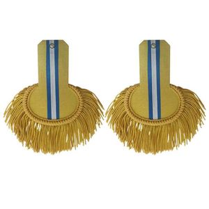 Epaulette Marching Band Shoulder <b>Boards</b> with Fringe in Silk Red <b>Backing</b> with Hook for Hanging the Shoulder - Product Image 5