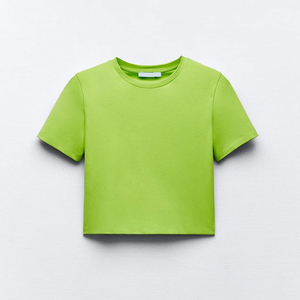 Prix de gros T-shirt court pour femme 100% Coton Respirant Anti-boulochage Meilleures ventes Faible MOQ En promotion Toutes saisons - Product Image 2