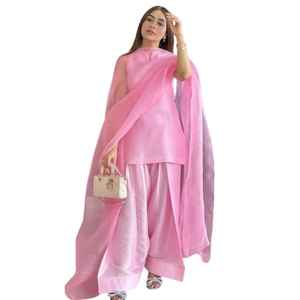 Tenues indiennes pakistanaises Farshi Shalwar Kameez en tissu de soie, vêtements formels, robes décontractées unies pour femmes, haute qualité - Product Image 1