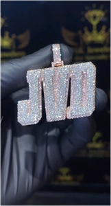 Pendentif Lettre Personnalisé Style Hip Hop Haut de Gamme en Argent 925 Sertie de Diamants Ronds VVS Moissanite pour Homme - Product Image 4