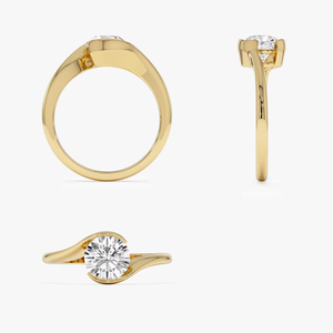 Bague de fiançailles en or jaune de qualité supérieure pour femme, sertie de diamants ronds, style classique, bijoux en pierre naturelle - Product Image 3