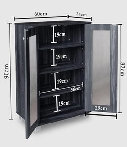 Shoe Rack Wooden - 2-Door Engineered Wooden Shoe Cabinet, 4-Tier Shoe <b>Storage</b> Cabinet with Doors Adjustable Shelves, Wooden - Product Image 4