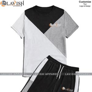 Conjunto corto y camiseta de entrenamiento de jogging unisex para hombre de algodón 100% de alta calidad OEM ropa informal personalizada hecha de tela de punto - Product Image 6