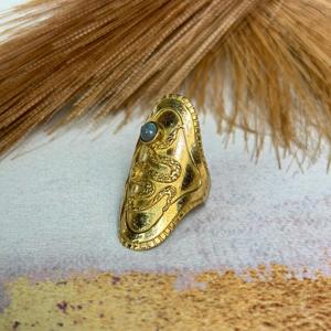 Snake Brass <b>Ring</b> <b>Labradorite</b> 18k Gold Plated <b>Ring</b> Large Statement Tribal jewelry Wholesale <b>Ring</b> for Women - Product Image 3