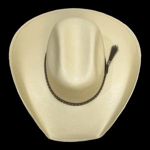 Sombrero Vaquero Occidental de Paja Color Marfil Desert Crown con Banda Trenzada y Detalle de Borlas, Sombrero de Vaquero de Ala Ancha de Lujo para Hombre y Mujer - Product Image 2