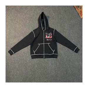 เสื้อฮู้ดซิปผู้ชายทรงปกติ ปักลายแบบดิสเทรส  ผ้าฟลีซคอตตอน 100%  บริการ OEM - Product Image 1