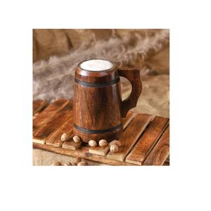 Chope à bière en bois faite à la main de style vintage pour bar à domicile, restaurant, chope à bière rustique viking, vaisselle en bois classique, cadeau personnalisé avec logo - Product Image 6