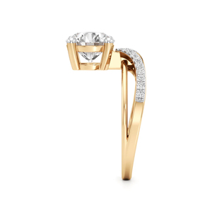 แหวนหมั้นเพชรทรงกลมทองคำ 18K สำหรับผู้หญิง สไตล์คลาสสิก - Product Image 3