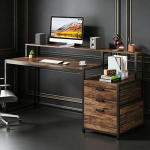 Scrivania Ergonomica da Ufficio con Cassetti e Supporto per Monitor - Product Image 2