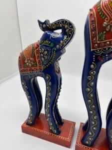 Hand Painted Wooden <b>Elephant</b> Figurines Decorative Blue Ethnic Animal Statues for Home <b>Decor</b> and Gift Use - Product Image 5