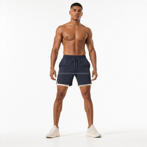 Blank Plain <b>No</b> <b>Logo</b> Mesh Lined Sports Shorts Breathable Mesh Fabric Spandex Inner Liner Back Zipper Pocket Wholesale Running - Product Image 1
