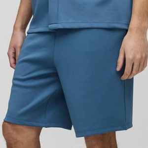 Shorts Bermuda Homme Bleu Uni à Taille Élastique Séchage Rapide Tricoté Décontracté Mi-Hauteur Doux Performance - Product Image 1
