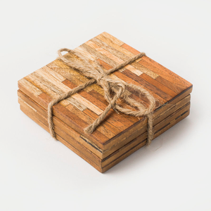 Posavasos de Madera Pulida Hechos a Mano con Diseño Minimalista para Bodas y Fiestas, Opción de Grabado Láser Personalizado Disponible, Mejor Precio - Product Image 2