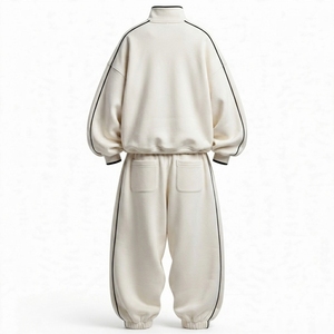 Vêtements de sport unisexes SUQAINA FASHION en gros – Ensemble 2 pièces décontracté d'automne, uni, respirant, écologique, 100 % polyester, coupe ample - Product Image 2