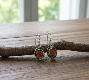 Pure 925 Sterling Silver Floral Pattern Carnelian Gemstone <b>Dangle</b> <b>Earrings</b> Rose <b>Gold</b> & Yellow <b>Gold</b> Plated Handmade Jewelry Her - Product Image 4