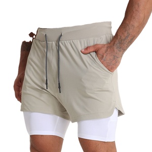 Short de musculation 2 en 1 Short de sport pour homme Active Wear Short de gymnastique à séchage rapide pour homme avec poche zippée - Product Image 1