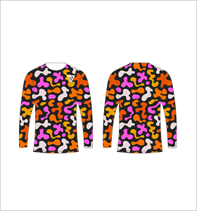 Men Terracotta Orange Swirl Long Sleeve T Shirt <b>Peach</b> Cream Marble Pattern Crewneck Tee Casual Streetwear <b>Tops</b> Gym Training - Product Image 2
