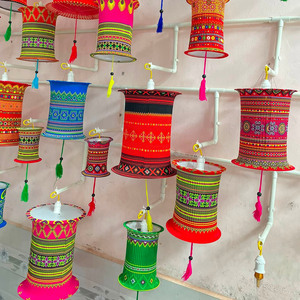 Vintage brocade fabric <b>lantern</b> decorative Vietnamese <b>lanterns</b> best for <b>indoor</b> <b>lighting</b> accents - Product Image 6