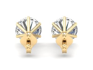 REYES Pendientes Minimalistas de Plata de Ley 925 con Oro Amarillo de 14K y Moissanita de Corte Brillante de 2.6Ct para Regalo, Joyería Fina - Product Image 4