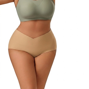 Nuevas bragas deportivas de mujer de talle alto, finas, de seda helada, con corte en V profundo, sin costuras, de punto, tipo bikini, con corte bóxer para abdomen y cadera - Product Image 4