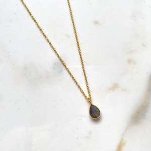 Labradorite Pendant Sterling Silver Necklace Gold Plated Chain Flashy Stone Jewelry Handmade Wholesale Supplier - Product Image 2