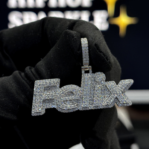 จี้สร้อยคอจี้ชื่อฮิปฮอปเป็นประกาย Felix 925เงินสเตอร์ลิง VVS Moissanite น้ำแข็งบล็อกตัวอักษรฮิปฮอปโรเดียม/กุหลาบทองที่มีเสน่ห์ตามสั่ง - Product Image 5