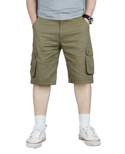 Shorts cargo pour hommes, couleur unie, taille mi-haute, respirants, en toile, style décontracté, avec poches, fermeture boutonnée - Product Image 4