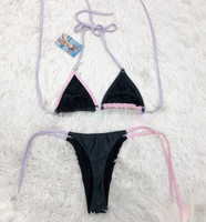 Ensemble de bikini de luxe pour femme, de créateur, en dentelle ornée de cristaux, taille haute, respirant, séchage rapide, écologique, pour la plage estivale