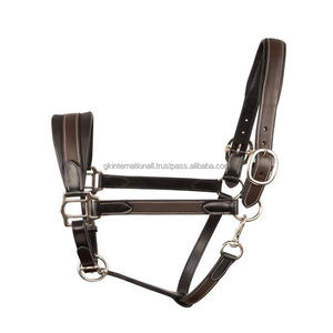 Licou de cheval en cuir de vache souple et robuste avec rembourrage en cuir de vache double couche entièrement réglable avec couronne à double boucle en métal solide - Product Image 3