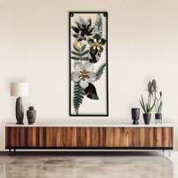 Décoration murale artisanale en fer forgé, style art moderne fantaisiste, motif floral et végétal antique, taille de cadre personnalisable, pour la maison