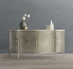 Buffet Fasano en bois d'acajou massif avec portes géométriques – Meuble de rangement de luxe contemporain pour salon et chambre - Product Image 1