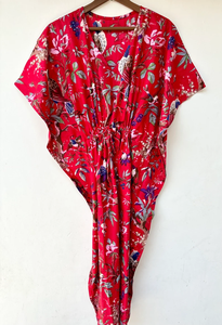 Nuevo Kaftán con Estampado Animal, Cuello en V, Cierre con Cordón, Corte Evase, de Algodón Suave Indio, con Encaje, Largo Completo, para Playa, para Mujer - Product Image 5