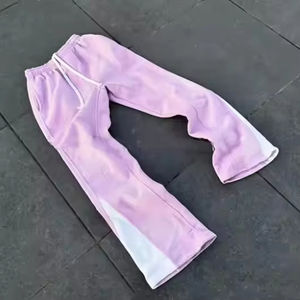 2026 En gros, Survêtement personnalisé de haute qualité pour hommes, avec pantalon de survêtement évasé et sweat à capuche, orné de strass, délavé soleil et effet vintage - Product Image 4