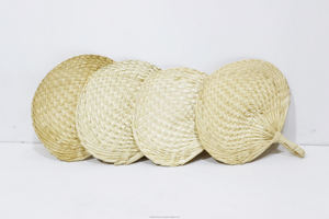 Éventail fait main à la mode en feuille de palmier et éventails à main vintage traditionnels pour souvenir, décoration-LOTUS BLEU du Vietnam - Product Image 5