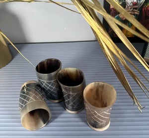 REHMAN CRAFT Verre artisanal en corne de buffle naturelle, écologique et rustique pour la décoration intérieure, Noël, Halloween - Product Image 2