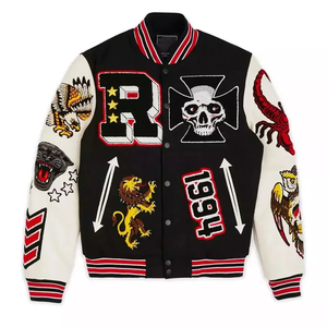 High Quality Custom Street Style Embroidered Button Color-blocked Varsity <b>Jackets</b> Men <b>Winter</b> - Product Image 3