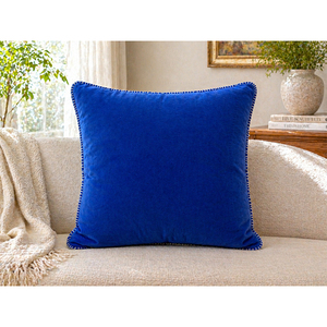 Housse de coussin en velours, housse de coussin décorative marron rouille avec passepoil contrastant - Product Image 2