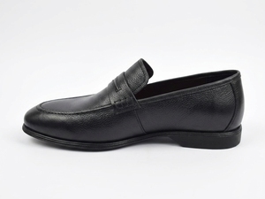 Mocassins en cuir noir pour hommes Dlords, à enfiler, bout rond, semelle intérieure amortie, chaussures de bureau et de carrière, semelle extérieure en caoutchouc, toutes saisons, modèle Gad Penny - Product Image 2