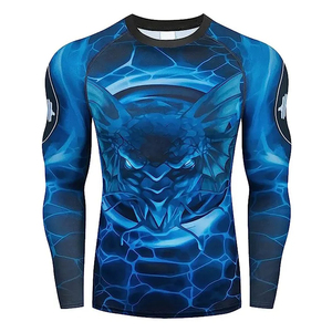 Camiseta Deportiva de Manga Larga para Hombre, con Estampado de Dragón Azul, Transpirable, de Secado Rápido, con Spandex, 120g - Product Image 1