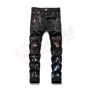 Vente en gros Street-Wear Blanked-Baggy Jeans Print-Jean Patches personnalisés-Designer Paint-Denim Jeans Hommes Pantalons avec des prix bon marché - Product Image 1