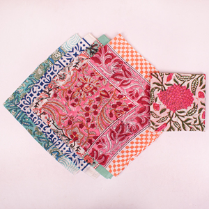 Set of 5 - Vintage-Inspired Handprinted Head Wrap Pure Cotton Bohemian Bandana Scarf Sustainable Neck Tie For Unisex Wholesale - Product Image 4