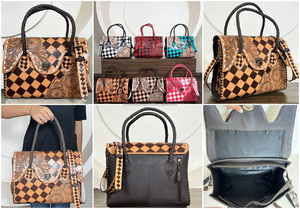 Luxury Western Hand Tooled Cow Leather Handbag for Women's Checkered Shoulder Bag Vintage Cowgirl Purse with Turn Lock Closure - Product Image 3