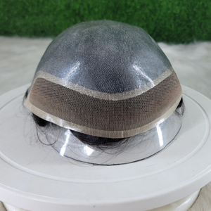 Postiche en bio-dentelle pour homme, avec dentelle sur le devant, dos en PU, 8x10 pouces, cheveux humains lisses indiens, densité de 100 à 130% % - Product Image 1