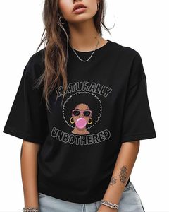 T-shirt délavé et vieilli pour femme, en coton épais de luxe, imprimé graphique, style décontracté - Product Image 1