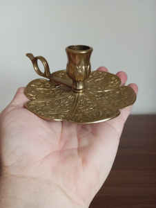Vintage Solid <b>Brass</b> Chamber Candlestick <b>Holder</b> With Finger Loop Heavy <b>Brass</b> Chamberstick Portable Taper <b>Candle</b> <b>Holder</b> - Product Image 4