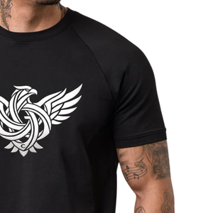 Custom Mens Black Jersey Printed Oversized Athletic T-Shirt Quick Dry Breathable Gym Workout Training Fitness Performance Wear - Product Image 3