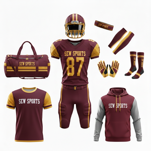 Paquete de Uniforme de Fútbol Americano Sublimado Personalizado, 100% Poliéster, Manga Corta, Logotipo del Equipo Universitario, Tallas Grandes - Product Image 5